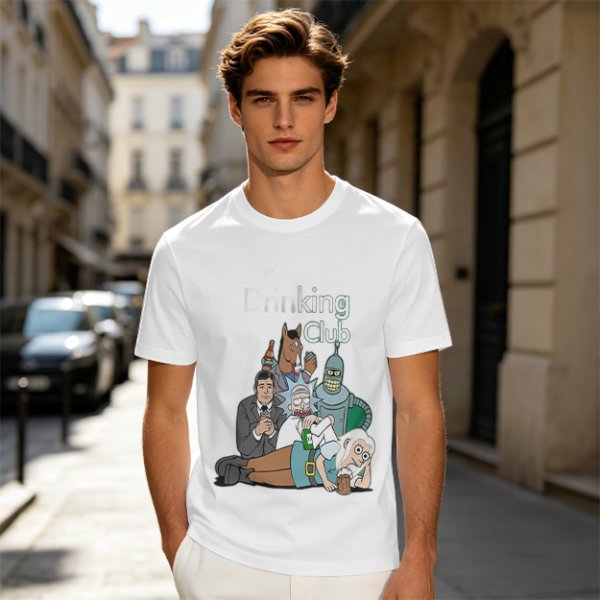 Olive T-Shirt Featuring 'king Club' and Animated Characters Print
