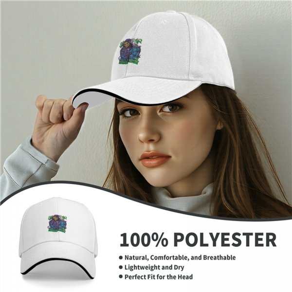 Black Baseball Cap With Skeletor Graphic Print For Fans