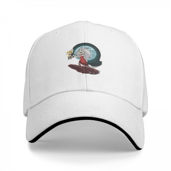 Black baseball cap with The Owl House Eda and King graphic print