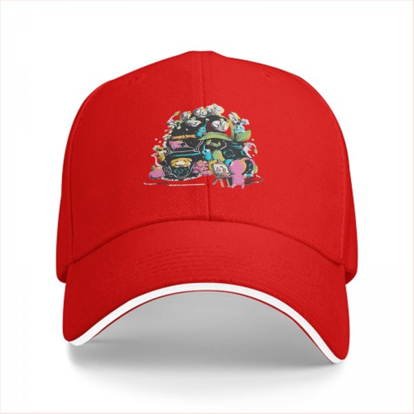 Black Baseball Cap With Whimsical Colorful Artwork Print