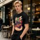 Olive T-Shirt with Cartoon Crocodile Eating Snack Graphic