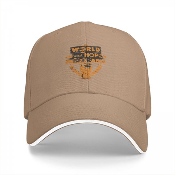 Black baseball cap with 'A World Without Hops Is Unbeerable' beer graphic