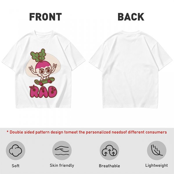 Olive T-Shirt With Rad Skating Radish Cartoon Graphic