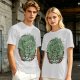 Olive T-shirt with Green Dragon and Samurai Warrior Graphic