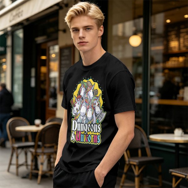 Dungeons and Unicorns Themed Graphic T-Shirt