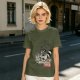 Olive T-Shirt With Raccoon Eating Pizza Trash Print Design