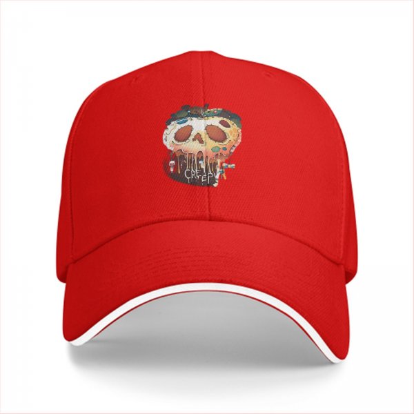 Black Baseball Cap With Melting Skull Creepy Graphic