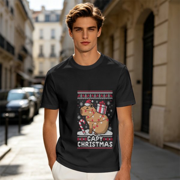 Capy Christmas Ugly Christmas Sweater Style T-Shirt