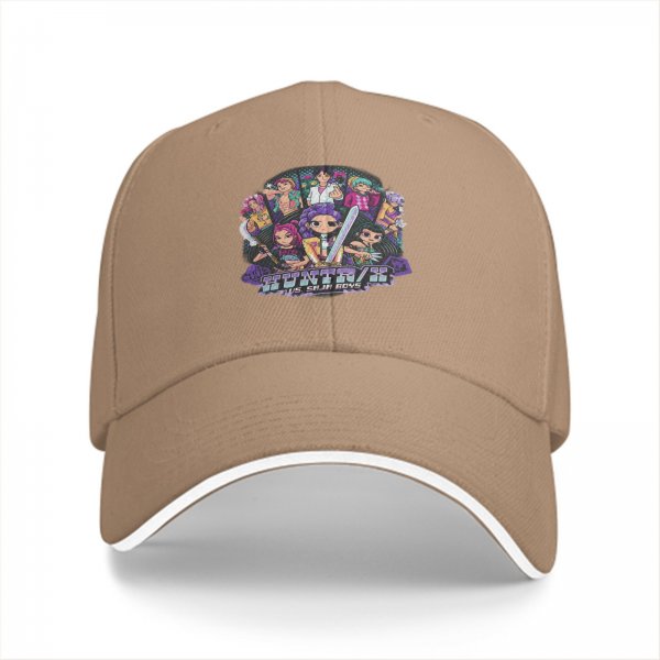Black Baseball Cap with Anime Character Group Graphic Print