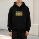 Black hoodie with Defiant Jazz cartoon band graphic