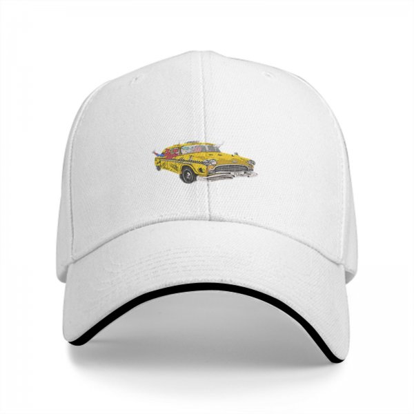 Black Baseball Cap With Vintage Yellow Taxi Print