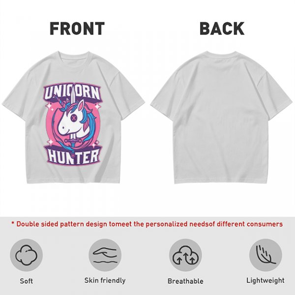 Unicorn Hunter Graphic Tee with Sword and Sparkle Design
