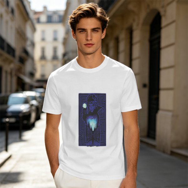 Olive T-Shirt With Mystical Maze Sorcerer Graphic Print