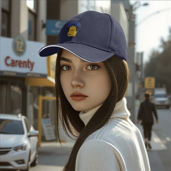Black Baseball Cap With Cute Yellow Duck Wearing Headphones Graphic