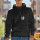 Black graphic hoodie with grumpy coffee mug print