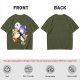 Olive T-shirt with Space Fox Crew Graphic Design