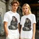 Olive T-shirt with Ghostface driving a Ghostbusters-style car graphic