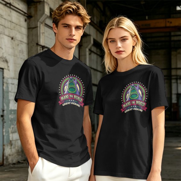 Olive T-Shirt With Make The World Great Again Space Graphic Print