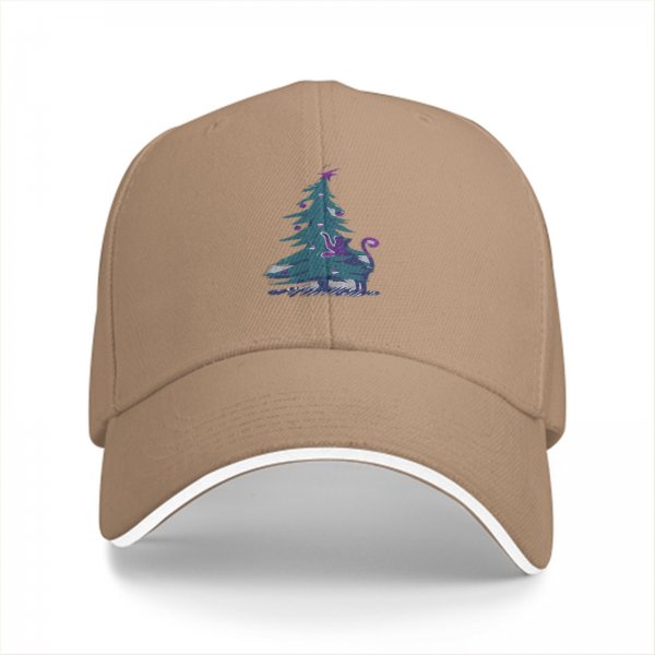 Black Baseball Cap With Decorated Christmas Tree Graphic