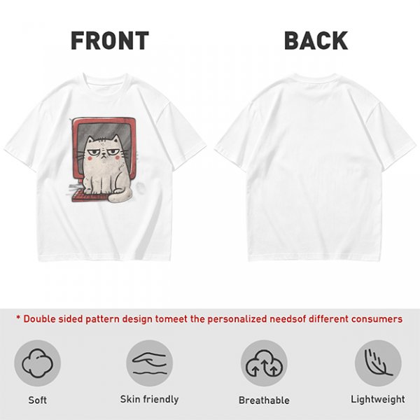 Olive T-shirt with Grumpy Cat on Retro Computer Print