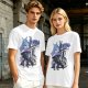 Olive T-Shirt with Whimsical Fantasy Creature and Character Print