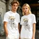 Olive graphic t-shirt with wolf rider and 'Fore' text print