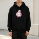 Black Hoodie With Cute Pink Duck Graphic Print