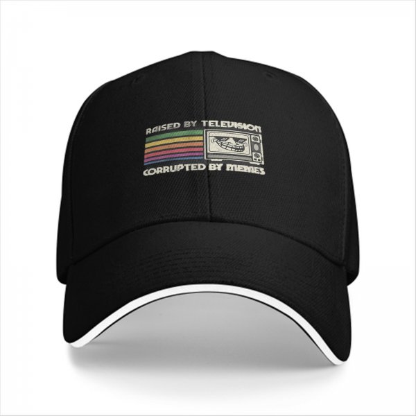 Raised by Television Corrupted by Memes Graphic Baseball Cap