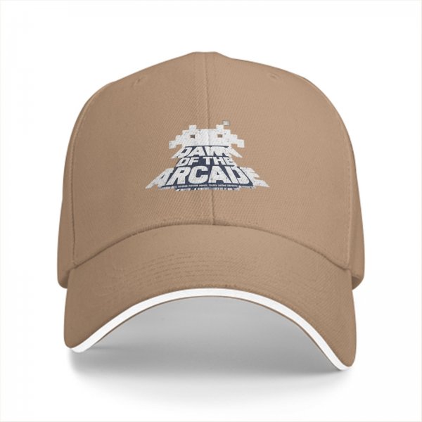 Black baseball cap with 'Dawn of the Arcade' and space invader graphic