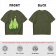 Olive Green T-Shirt With Two Cartoon Pears In Love Graphic