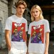 Olive T-shirt with He-Man slapping Skeletor comic print