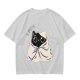 Olive T-shirt with Cute Black Cat Wrapped in Blanket Graphic