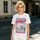 Olive green t-shirt with Catzilla giant cat monster graphic print
