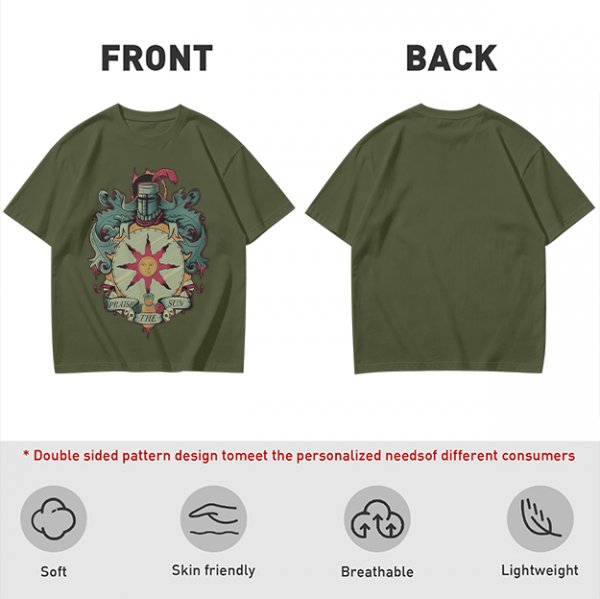 Olive T-Shirt With Praise The Sun Knight Sun Crest Print
