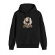 Black hoodie with spooky crystal ball graphic featuring ghosts and cat