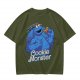 Olive Green Cookie Monster T-Shirt with Cookie Graphic