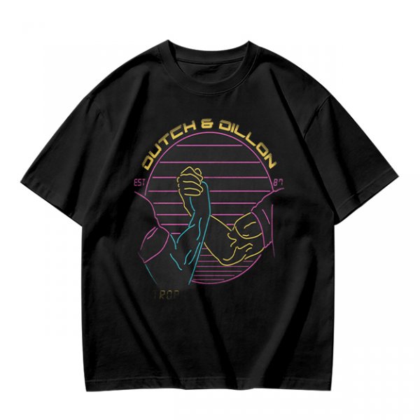 Olive T-Shirt With Dutch & Dillon Arm Wrestling Neon Graphic