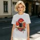 Olive t-shirt with cute cat sushi characters on a wooden platter
