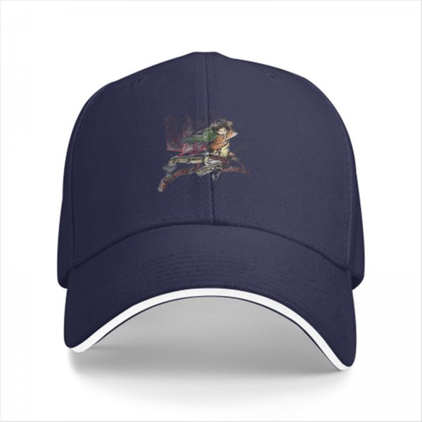 Black Baseball Cap With Attack On Titan Anime Character Print