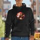 Black hoodie with cute fiery fantasy creature graphic print