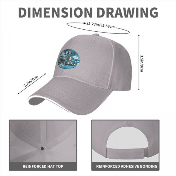 Black Baseball Cap With Stormy Sailing Ship Art Print