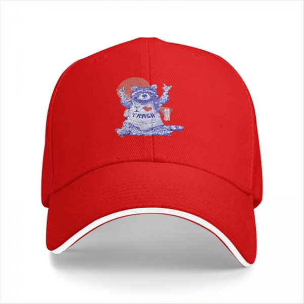 Black Baseball Cap With Raccoon I Love Trash Graphic