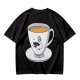 Olive Green T-Shirt With Dapper Cartoon Teacup Graphic