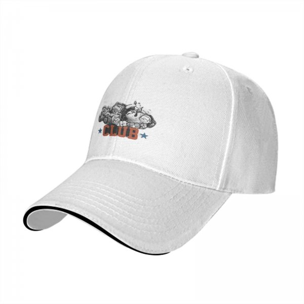 Black Baseball Cap with Cartoon Characters and CLUB Print