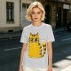 Olive Green T-Shirt With Cute Surprised Yellow Tabby Cat Graphic