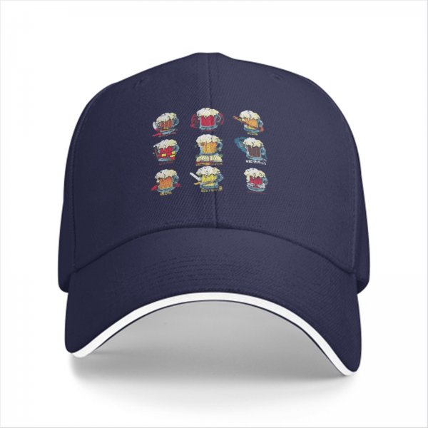 Black Baseball Cap With Fantasy Beer Mug Character Prints