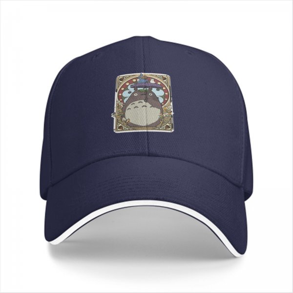 Black Baseball Cap With Totoro Art Nouveau Style Print