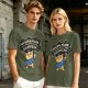 Olive T-shirt with Wizard Cat 'My Super Power Is To Make Stupid People Disappear' Print