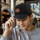 Black Baseball Cap with Pizza Pentagram Graphic