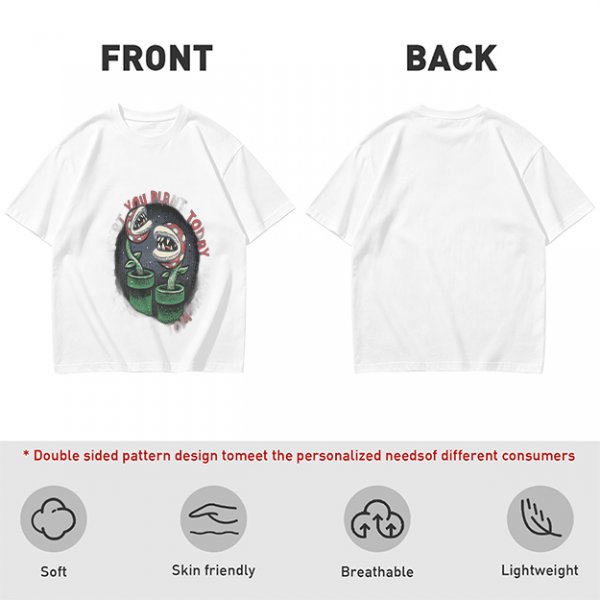 Olive T-shirt with Piranha Plant Graphic and 'You Plant Today' Text